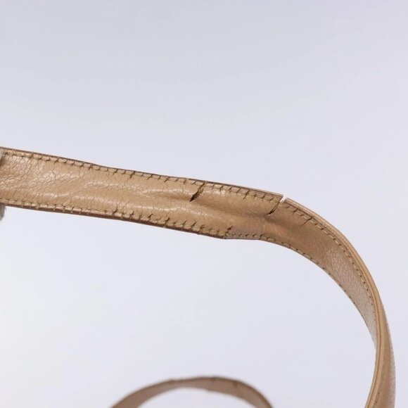 CHANEL Choco Bar Hand Bag Grained Calf Skin Beige Silver CC Auth 133063 - Picture 10 of 16